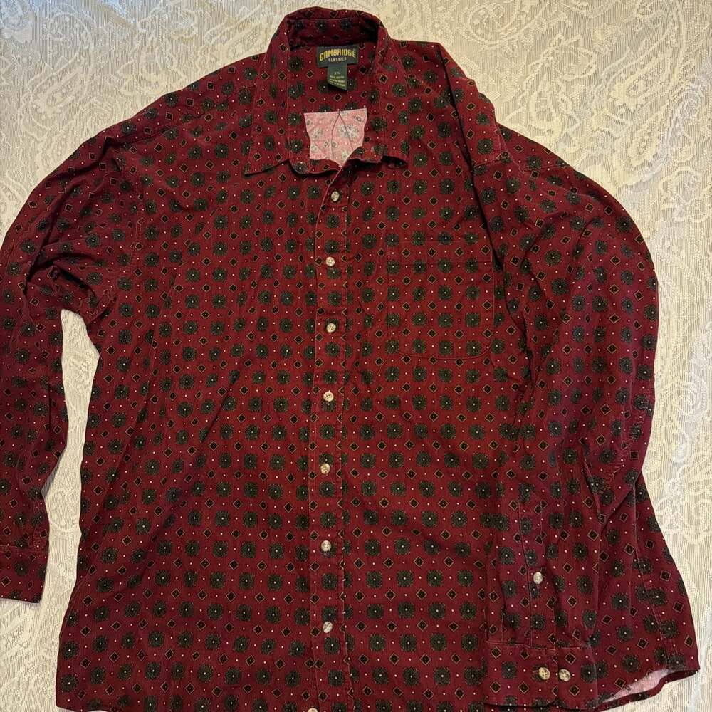 Vintage Cambridge Classics Long Sleeve Button-Up Shirt Corduroy XXL Y2K